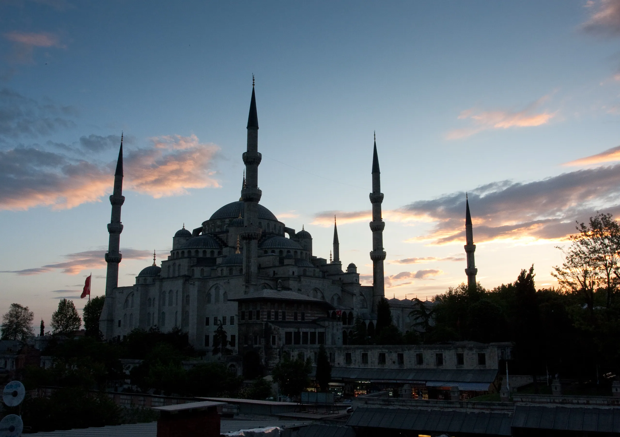 Silhouette of the Blue Mosque at Sunset