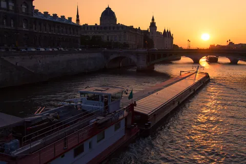 Seine River Traffic, Sunset