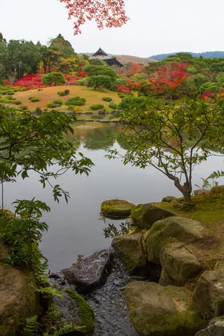 Pond and Todaji Temple Gate, Isuien Garden, Nara Park