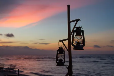Lanterns and Sunset from Karma Kayak, Gili Trawangan