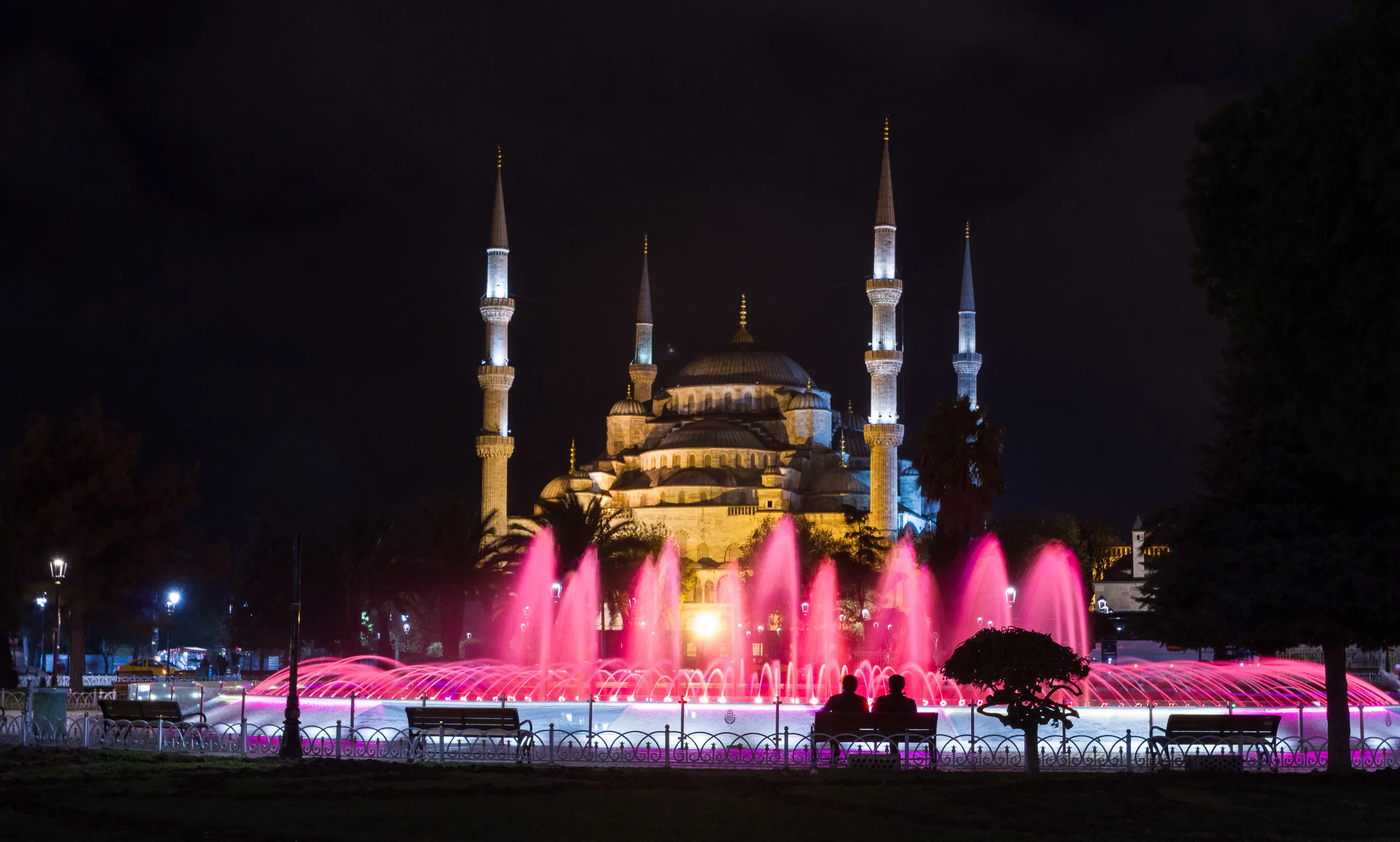 Blue Mosque and Fountains by Night