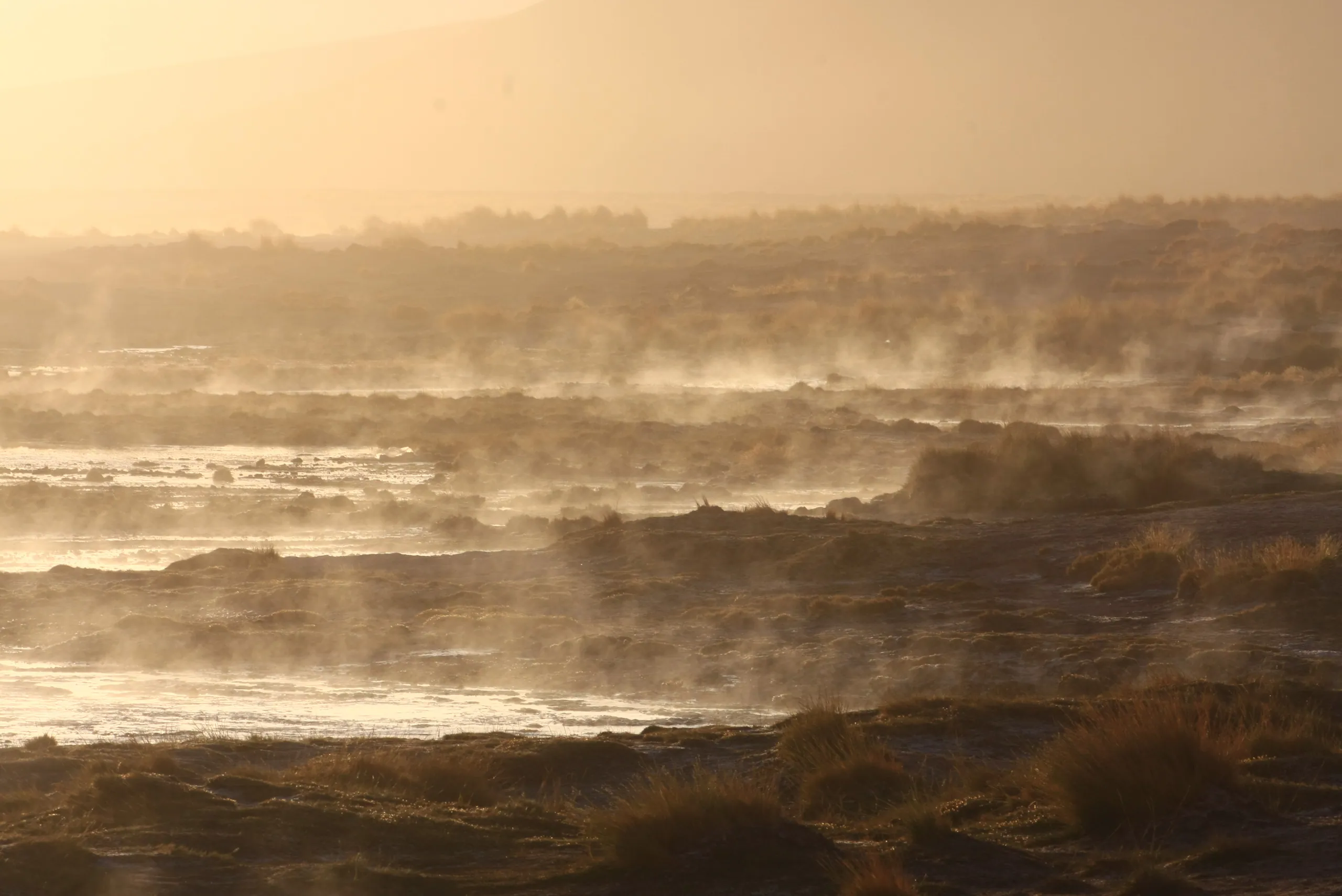 Steam rising off Laguna Salada