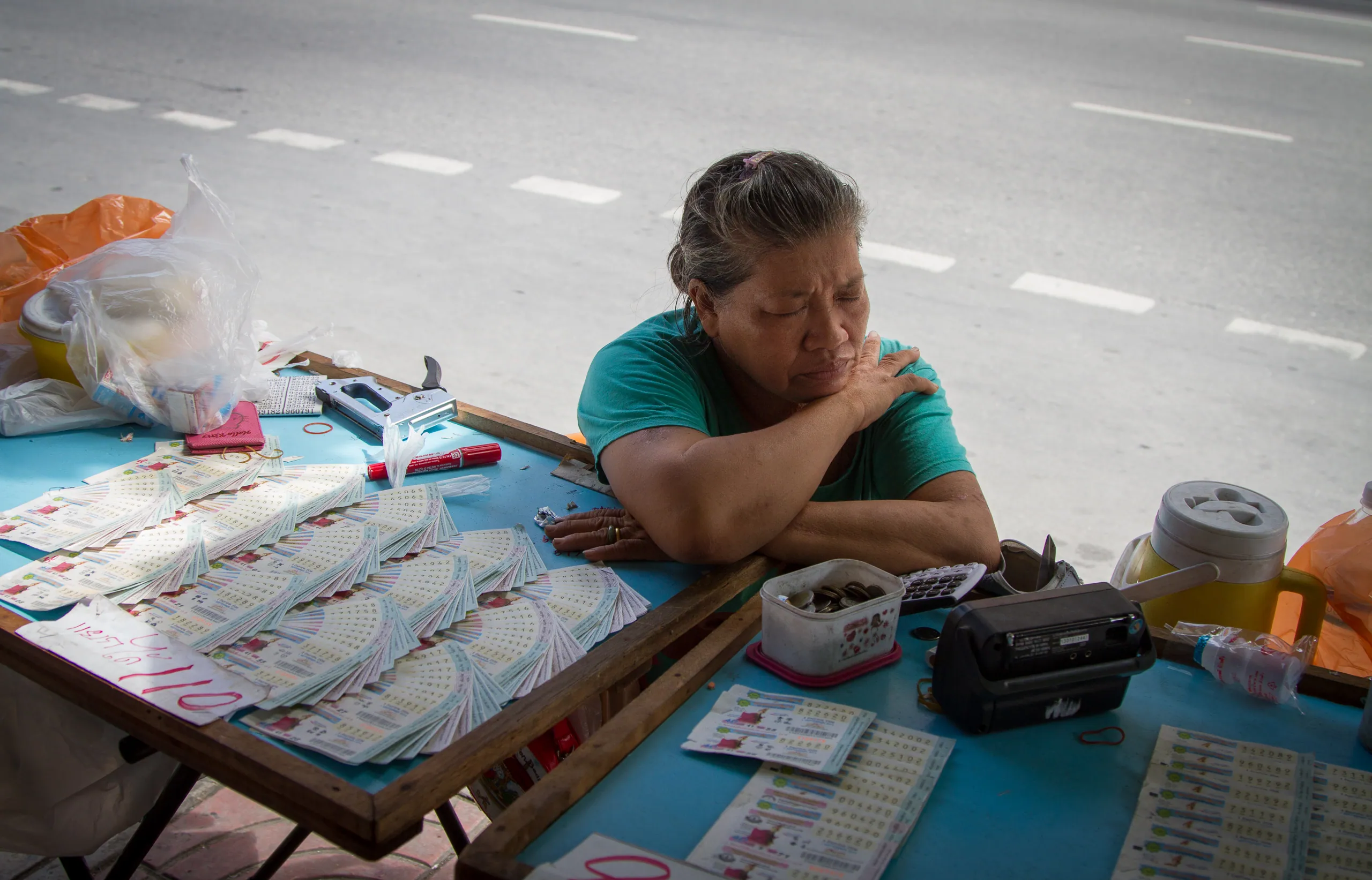 Lottery Ticket Selling is Hard Work, Yaowarat Road, Chinatown, Bangkok