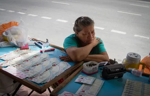 Lottery Ticket Selling is Hard Work, Yaowarat Road, Chinatown, Bangkok