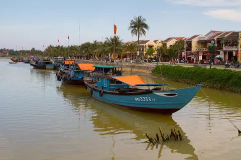 Boats in Thu Bon River, Hoi An