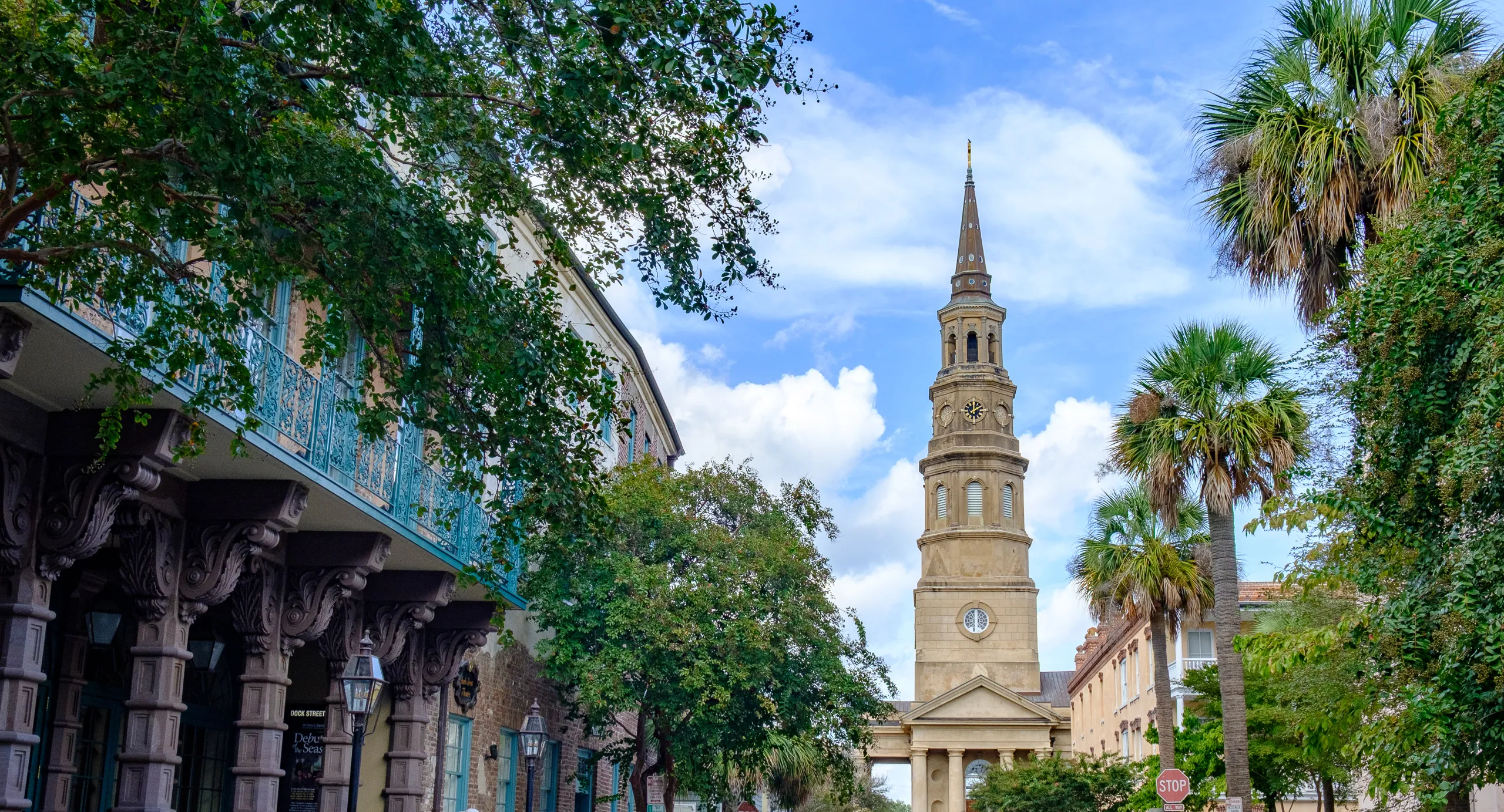 Dock Street Theatre and St Philip's Church, Charleston, South Carolina