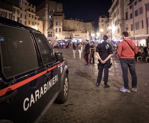 Carabinieri at the Campo d'Fiori, Rome