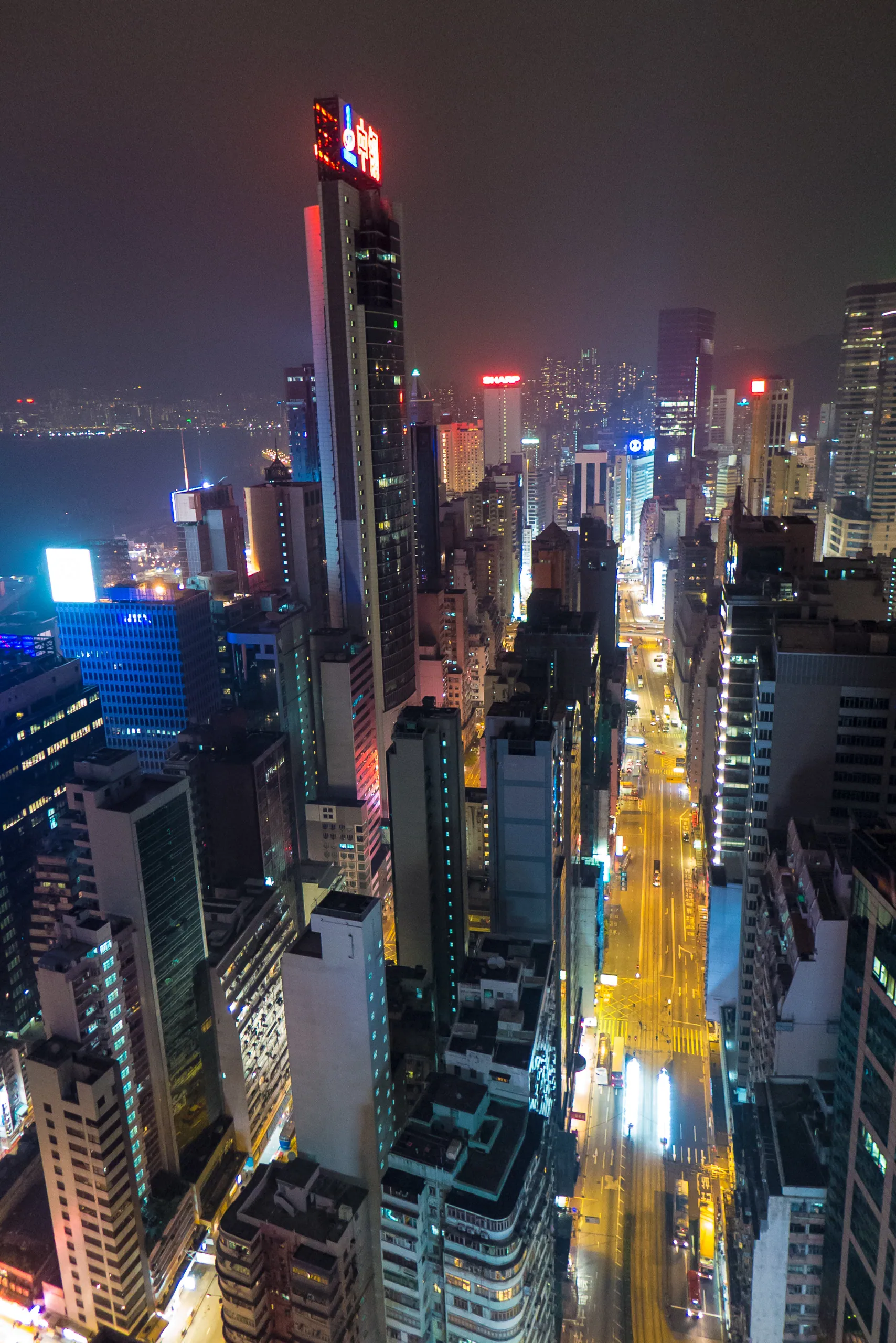 Wan Chai Aerial Night View