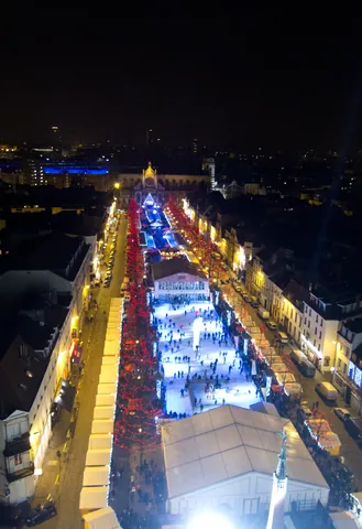 Christmas Market on Place St Katherine, Brussels - as seen from the Ferris Wheel