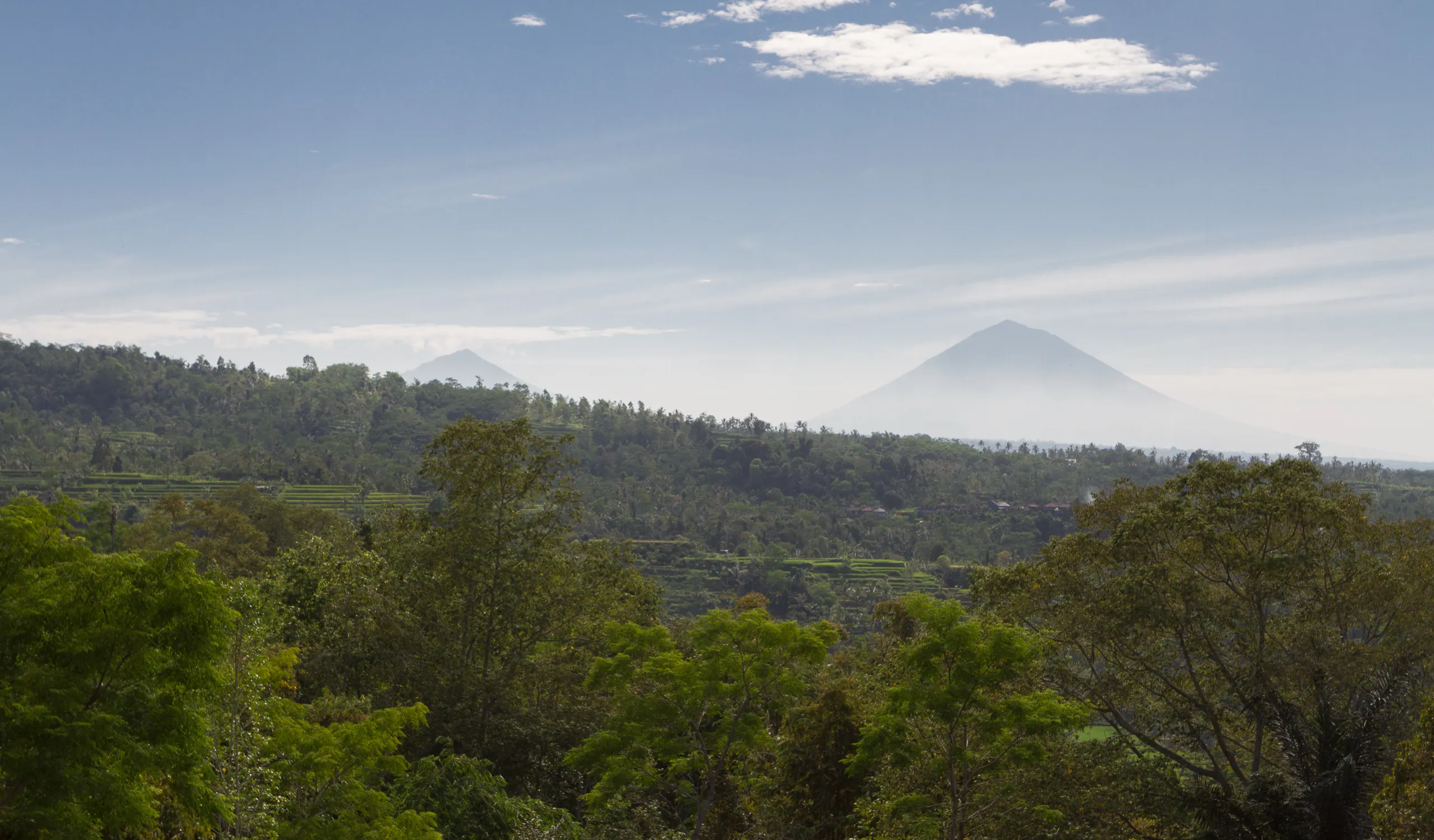 View of Gunung Agung Volcano from the West