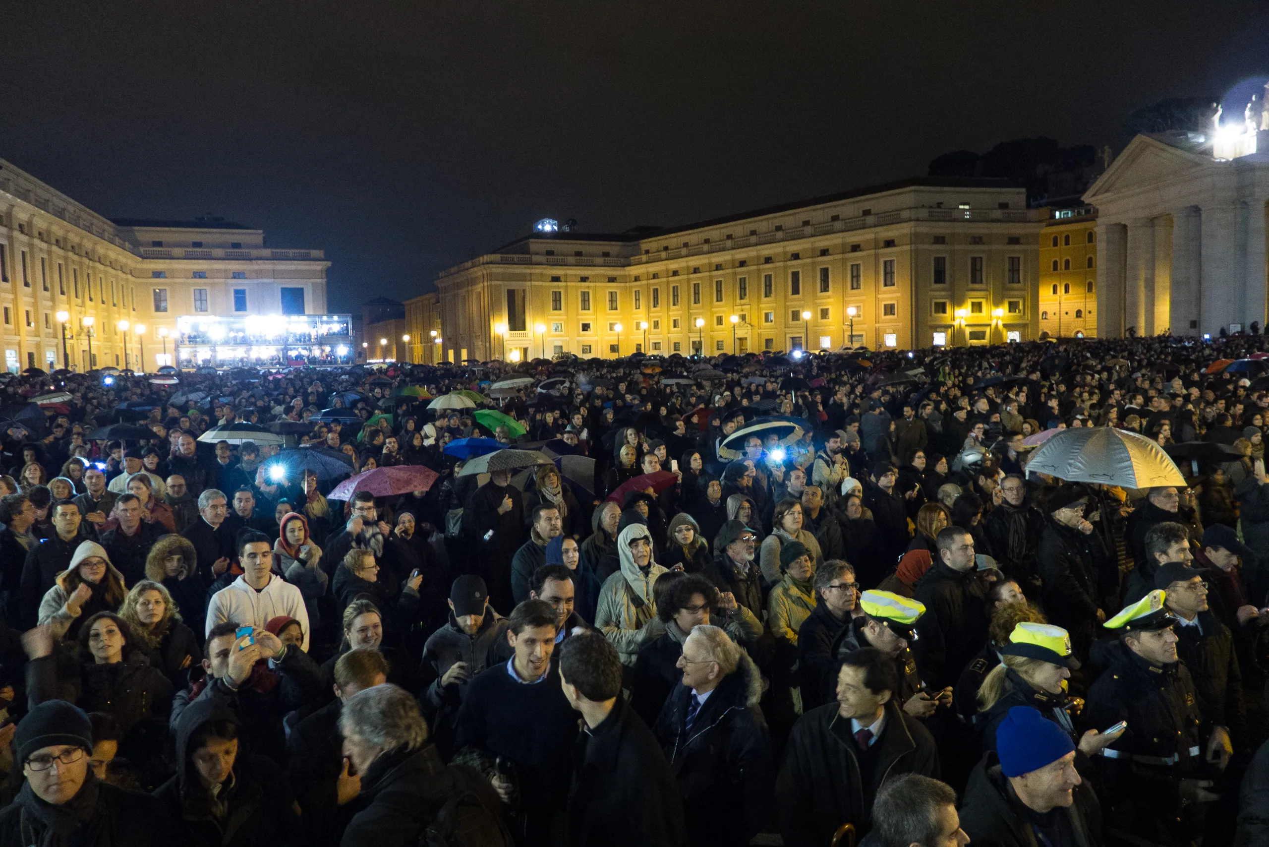 Romans await the announcement of the election of Pope Francis in Saint Peter's Square