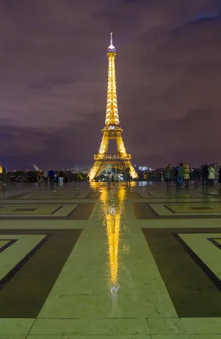 Eiffel Tower from the Palais de Chaillot, by night