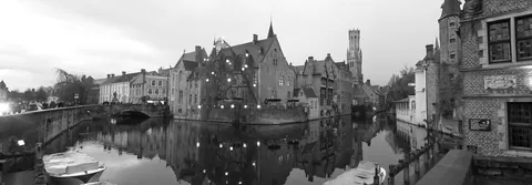 Bruges Canal Panorama (B&W)