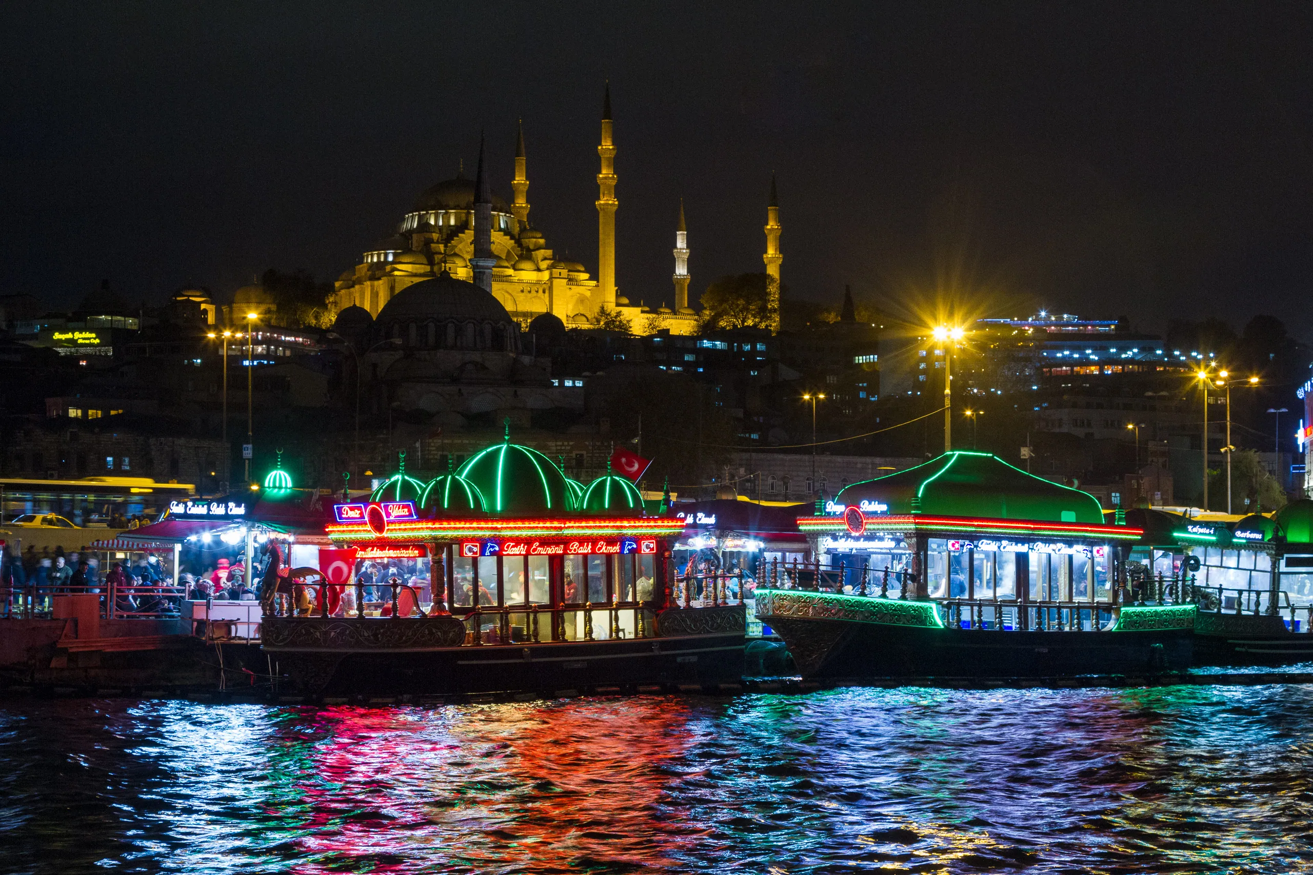 Floating Fish Restaurants and the Sulemaniye Mosque