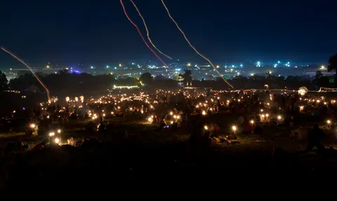 Light trails of Fire Lanterns from the Stone Circle