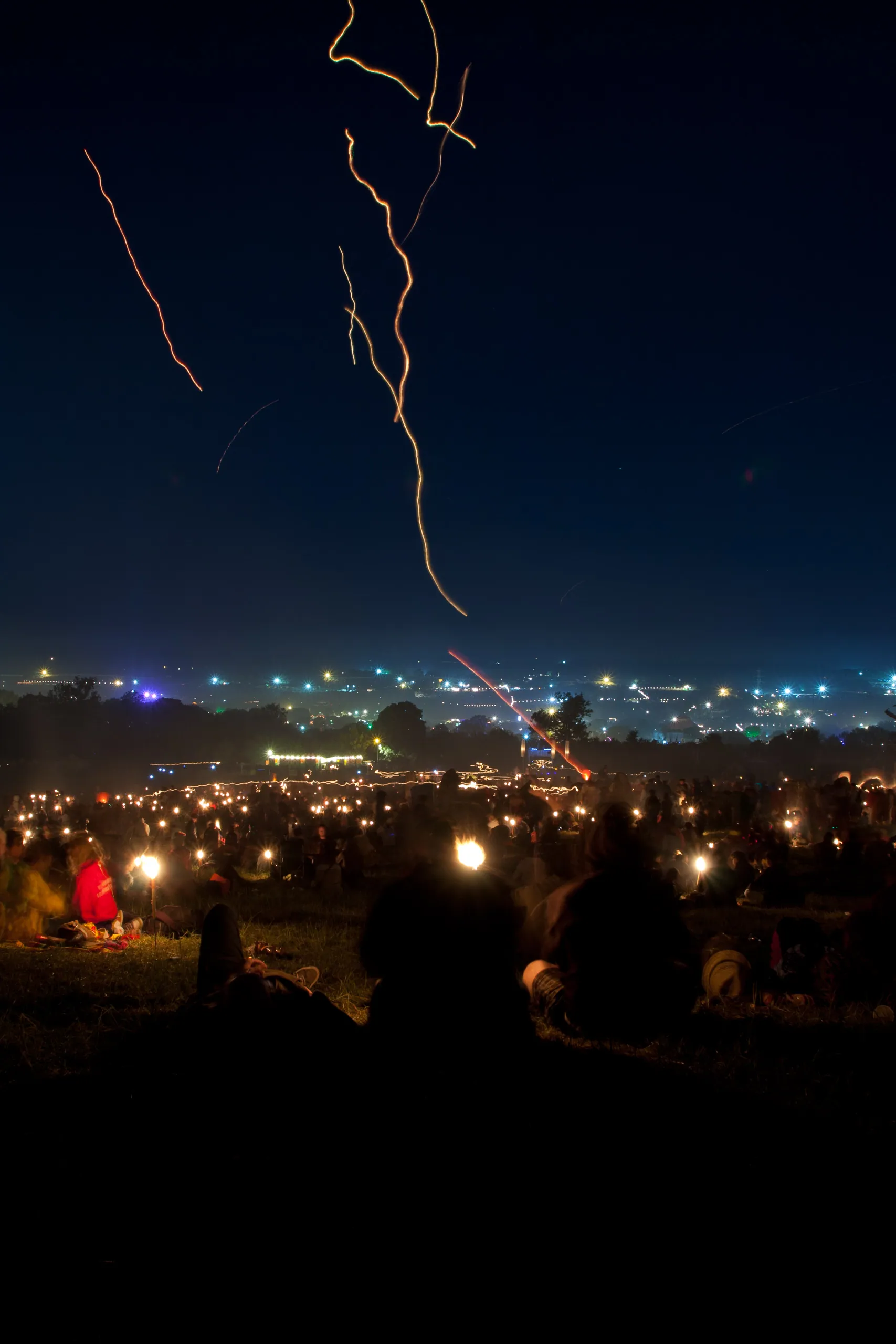 Light trails of Fire Lanterns from the Stone Circle