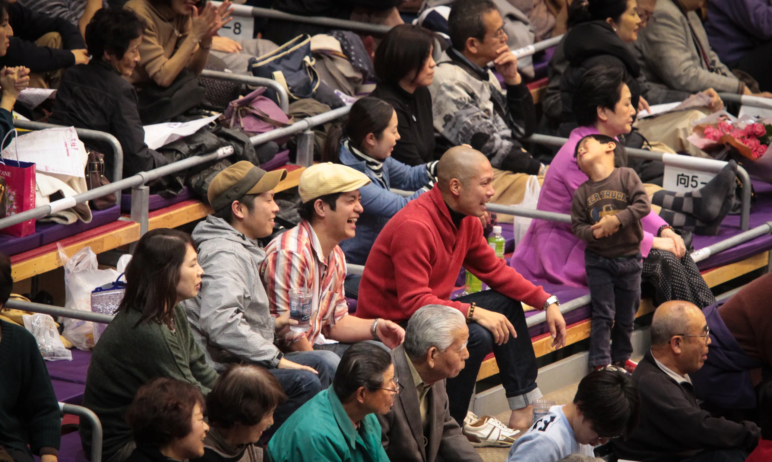 Fans enjoying sumo, Fukuoka Kokusai