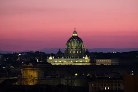 Sunset behind St Peter's Basilica
