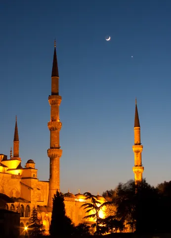 Blue Mosque at Dusk (with Moon)