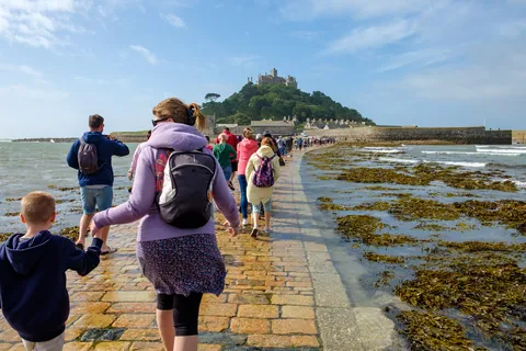 Crossing to St Michael's Mount as the tide recedes