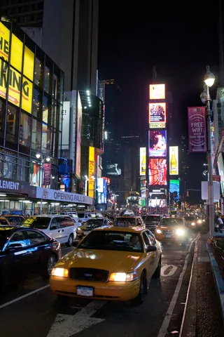 Times Square and Taxis by Night