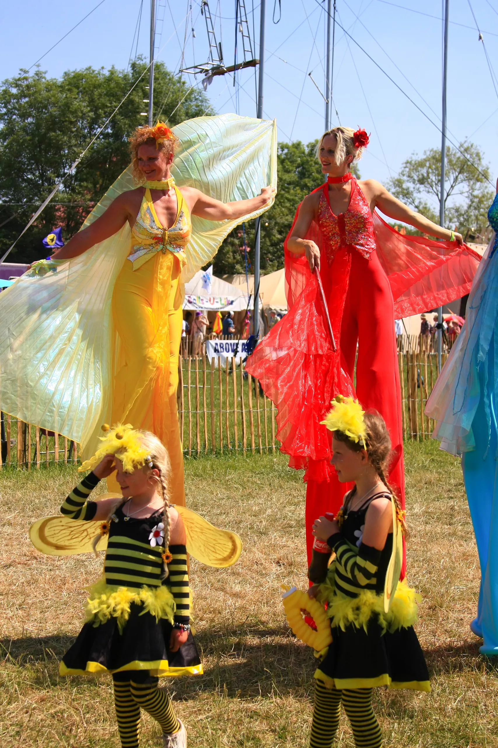 Stilt Fairy Ladies and Bumblebee Girls, Circus Field