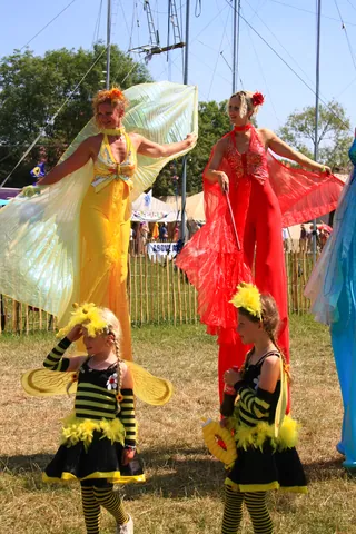 Stilt Fairy Ladies and Bumblebee Girls, Circus Field