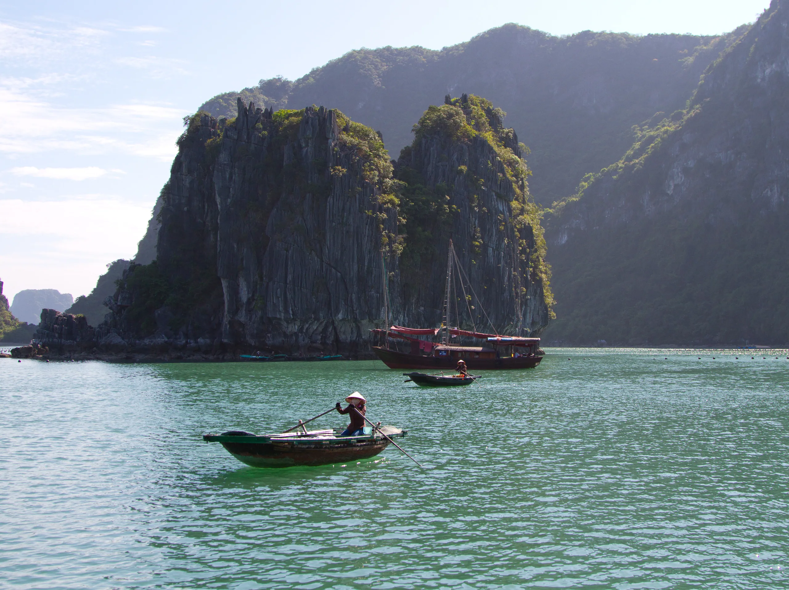 Fishing near Vong Vieng floating fishing village, Ha Long Bay