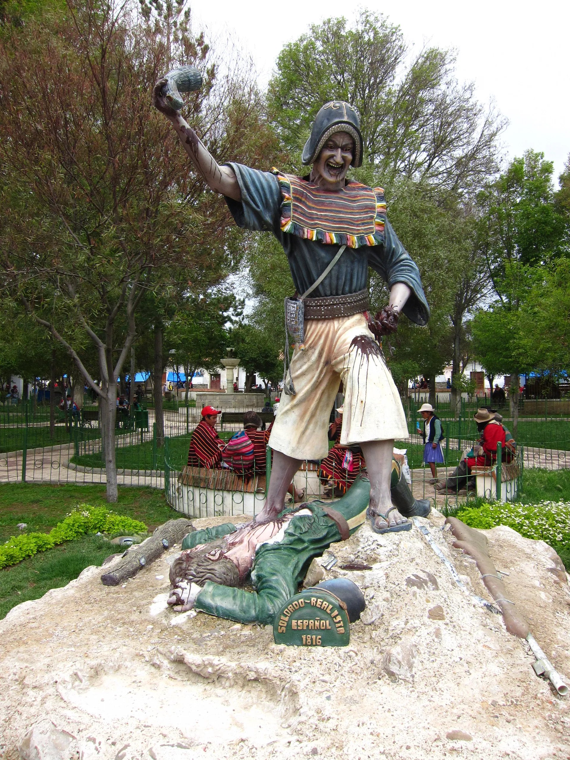 Statue showing the oppression of the Indians by the Conquistadors