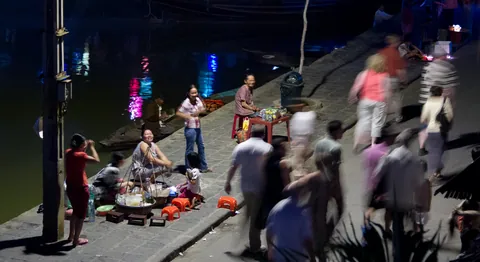 Night scene by the river, Hoi An