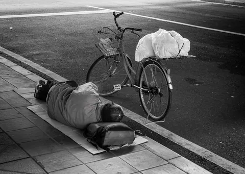 Homeless Man under Overpass, Osaka