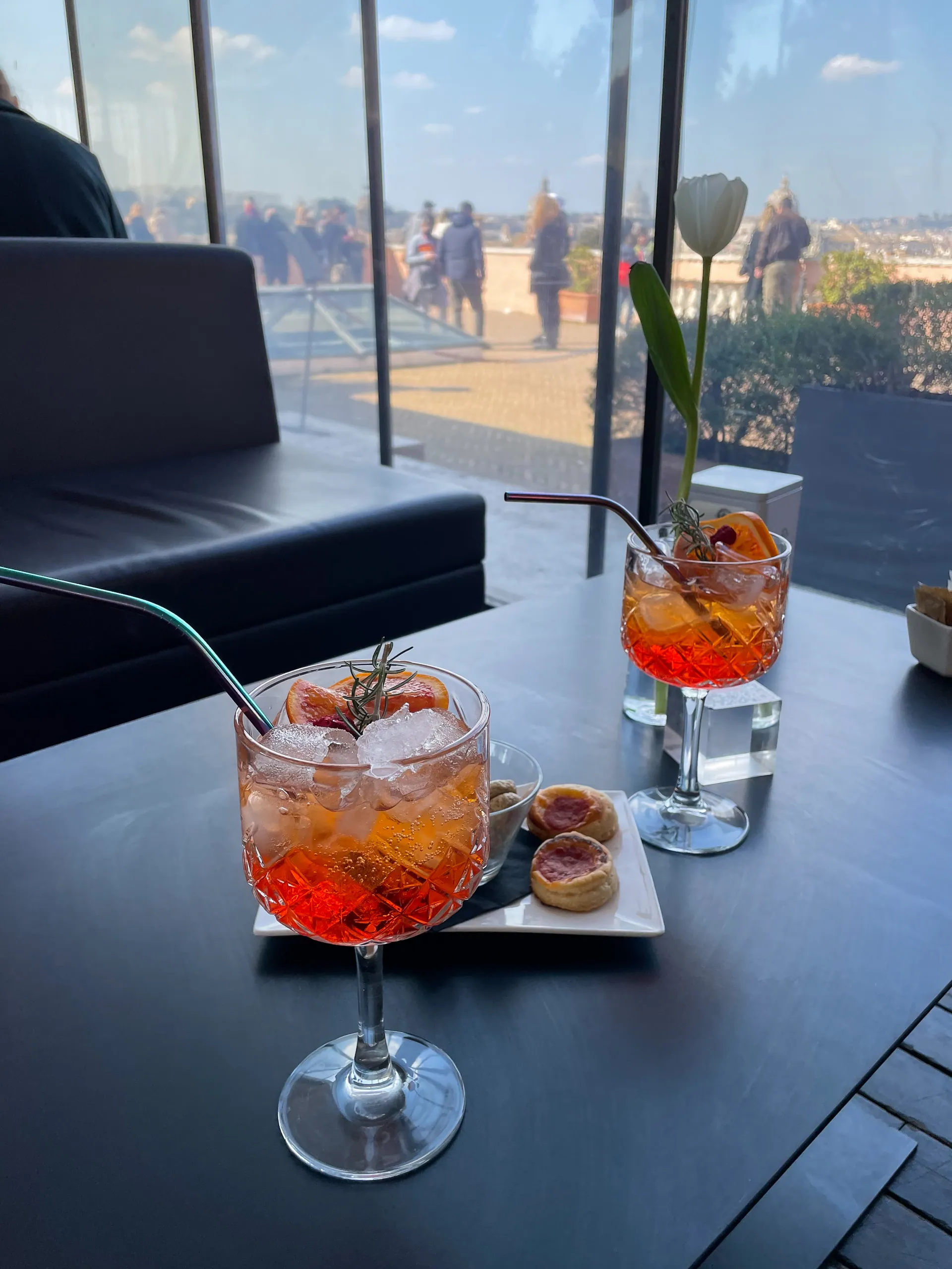 A cheeky Aperol Spritz on top of the Capitoline Museums