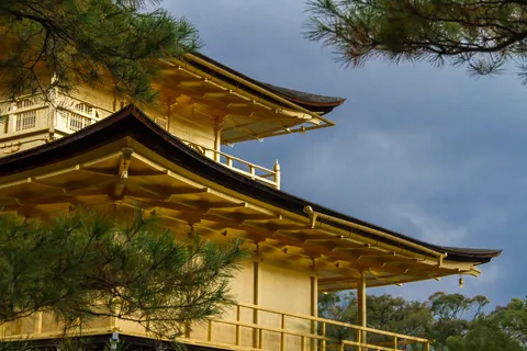 The Golden Pavilion and a stormy sky, Kyoto