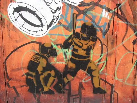 Baseball Cops Stencil,  Barrio Gotico