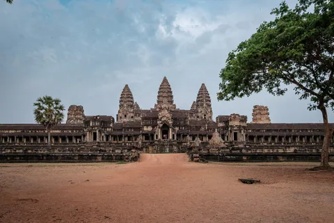 East gate of Angkor Wat at Sunrise