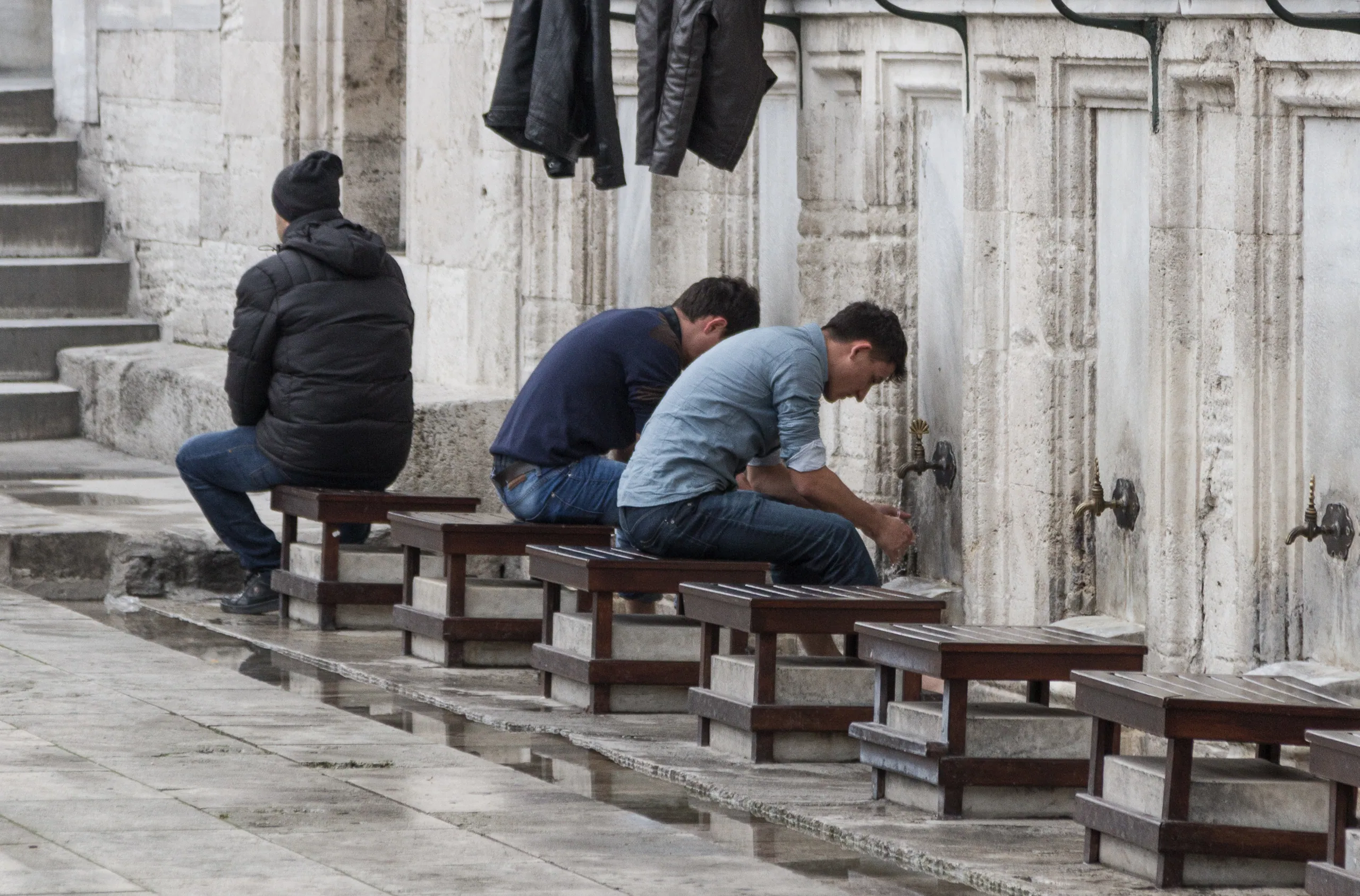 Ritual cleansing before prayer at the Sulemaniye Mosque