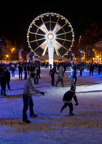 Ice Skating in front of the Ferris Wheel, Brussels Christmas Market