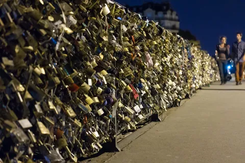 Love Locks on the Pont de l'Archeveché, Night