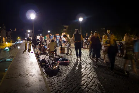 Night time on the Ponte Sisto, Rome