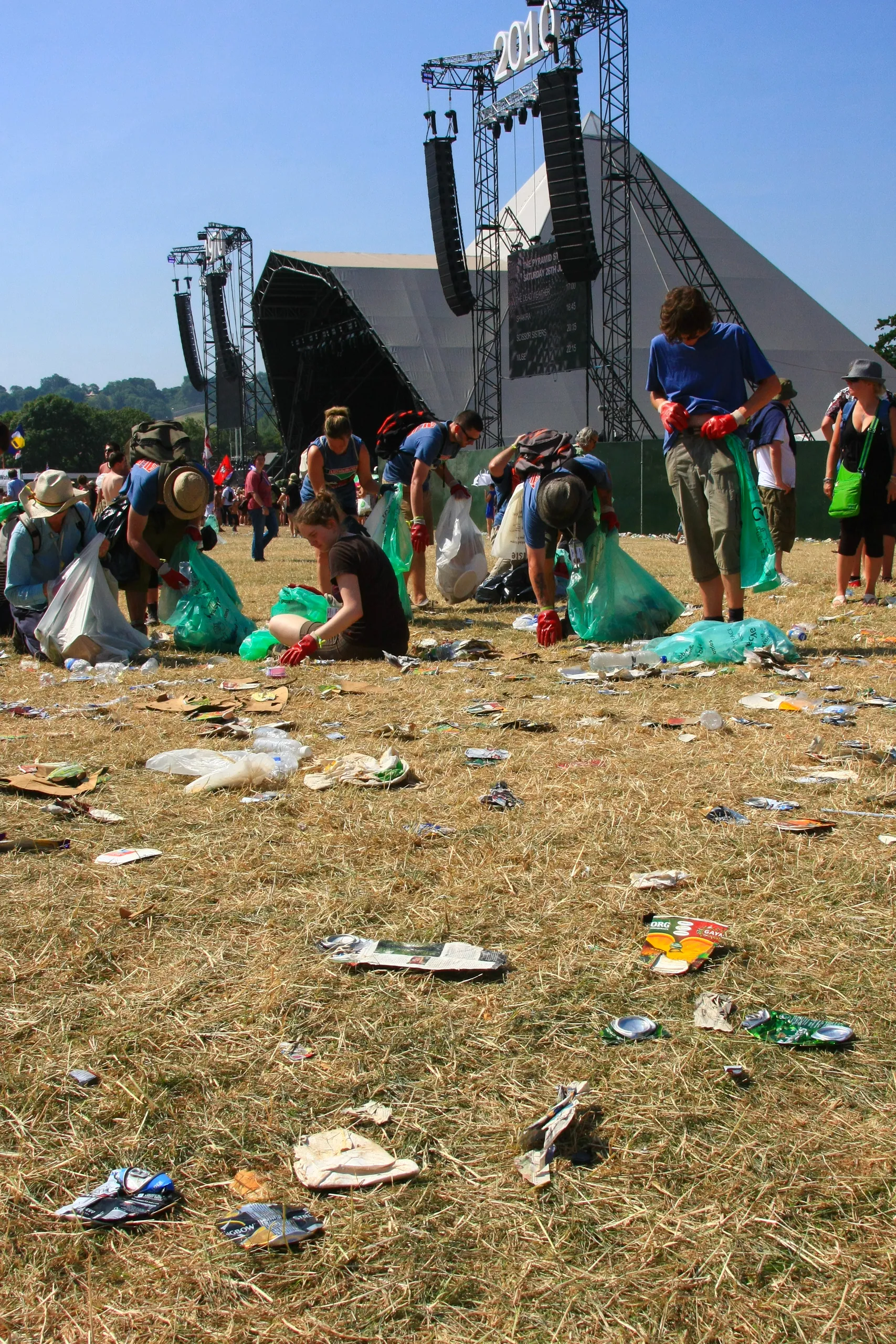 Litter Pickers on the Pyramid Stage