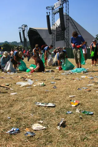 Litter Pickers on the Pyramid Stage