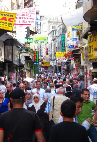 Busy Market Street, near the Spice Market