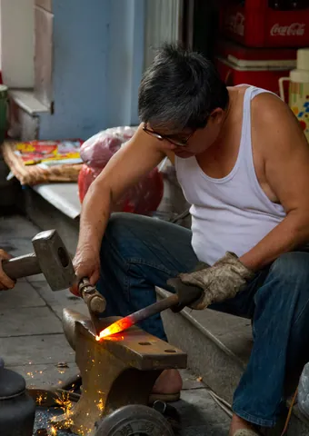 Blacksmith at work, Old Quarter, Hanoi