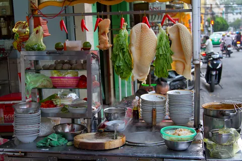 Soup cart with all ingredients, Chinatown