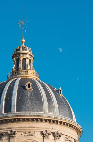 Dome of the Bibliotheque Mazarine and the Moon, Paris