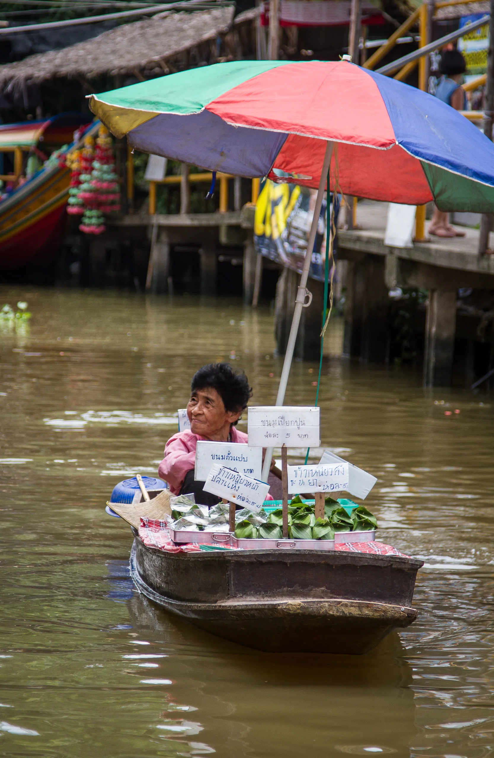 Old Boat Lady on Khlong Lat Mayom Floating Market, Bangkok
