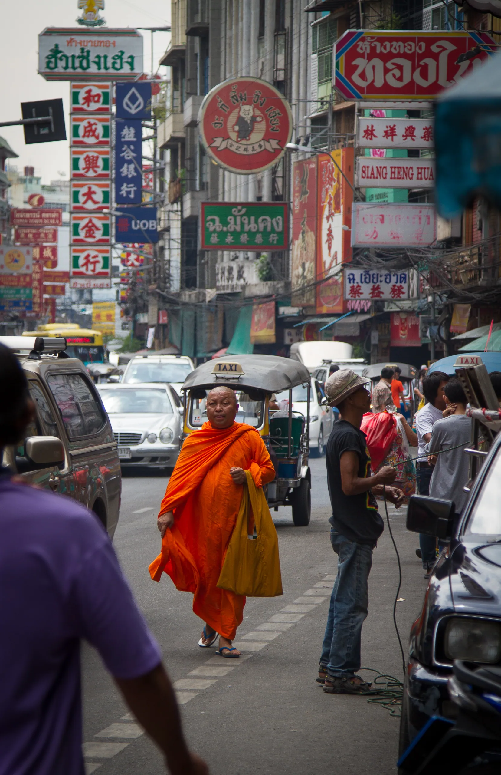 Buddhist Monk on Yaowarat Road, Bangkok