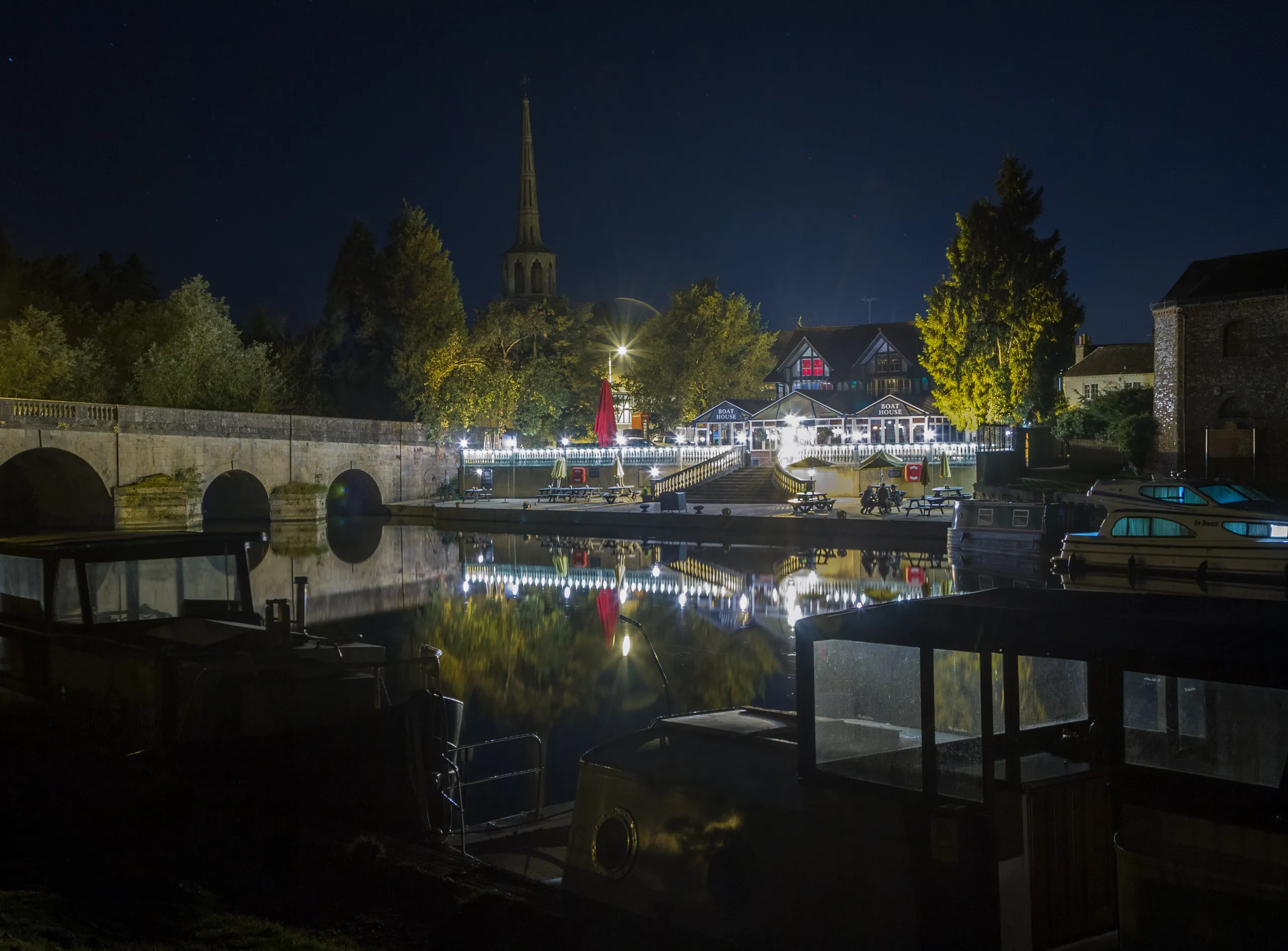The Boat House Pub by Night