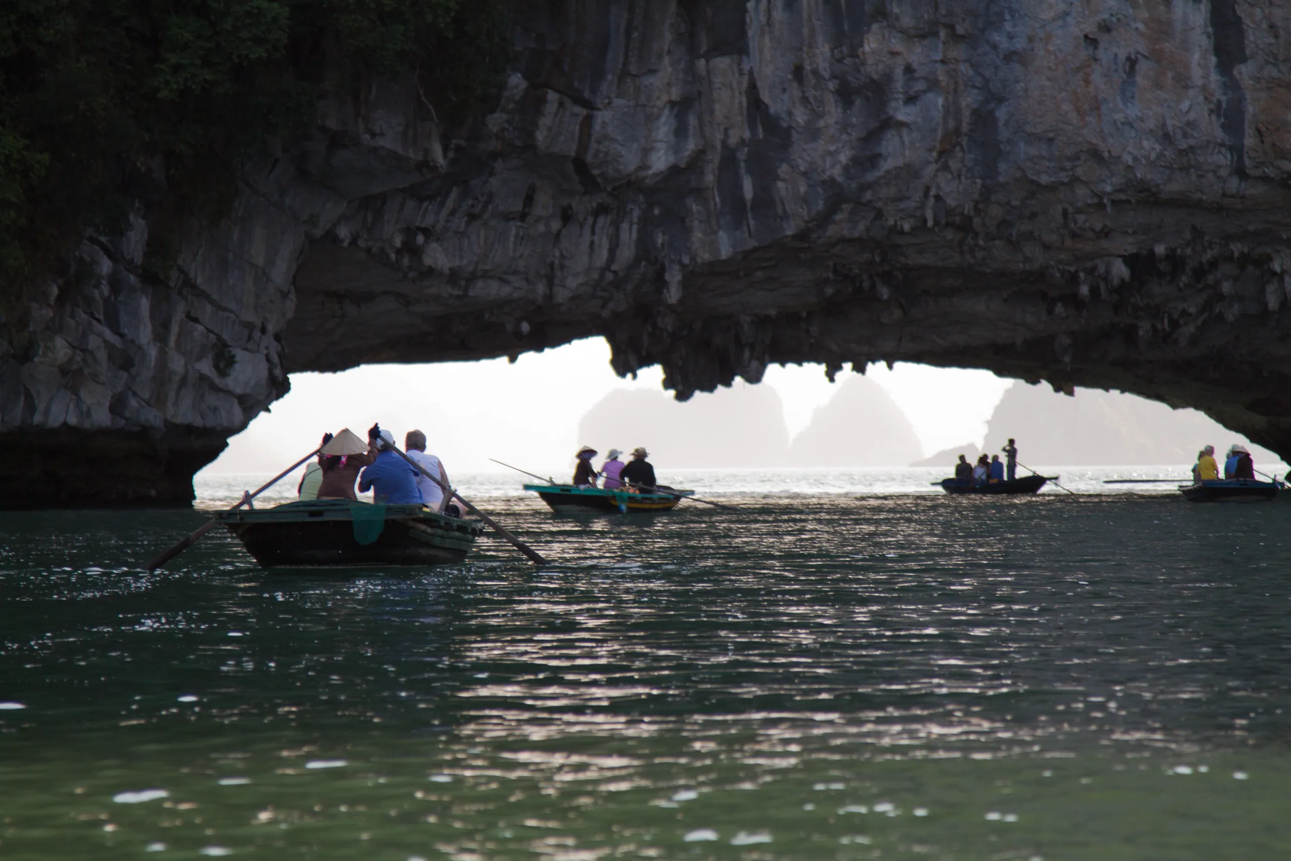 Cavern Passage near Vong Vieng floating fishing village, Ha Long Bay