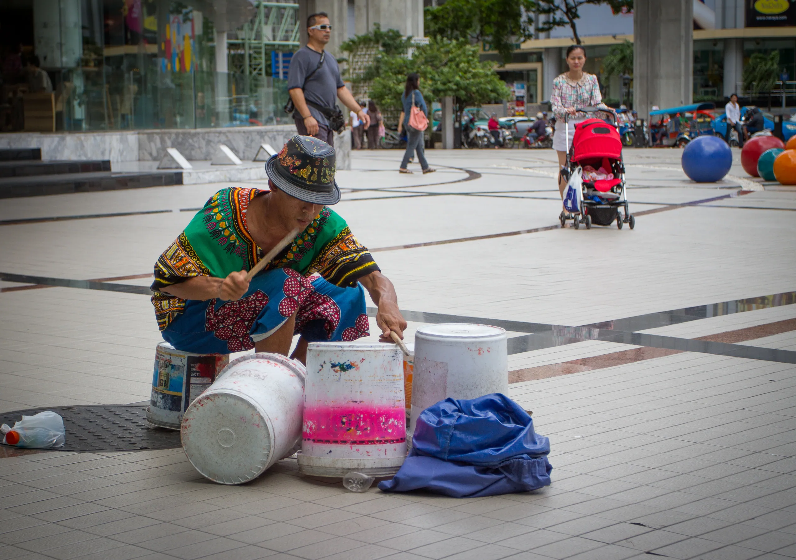 Bucket Drum Busker, Central Bangkok